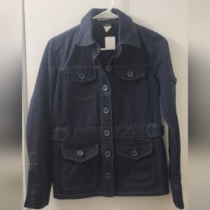 J. Crew Navy Button-Up Jacket, Size Small, Cotton.